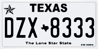 TX license plate DZX8333