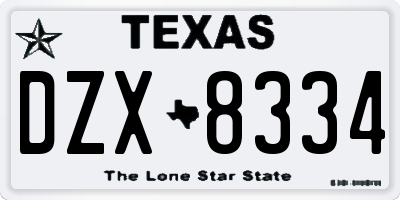 TX license plate DZX8334