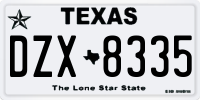 TX license plate DZX8335