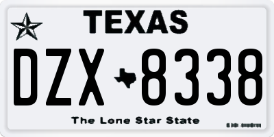TX license plate DZX8338