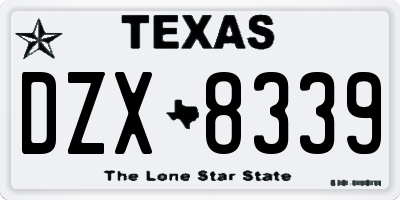 TX license plate DZX8339