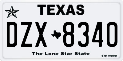 TX license plate DZX8340