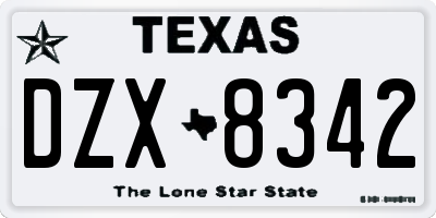 TX license plate DZX8342
