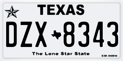 TX license plate DZX8343