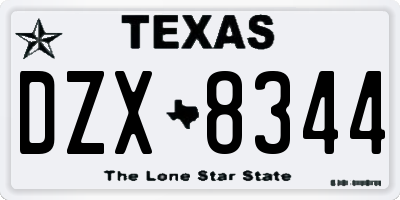 TX license plate DZX8344