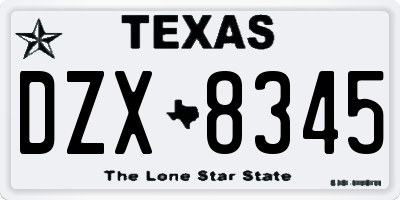 TX license plate DZX8345