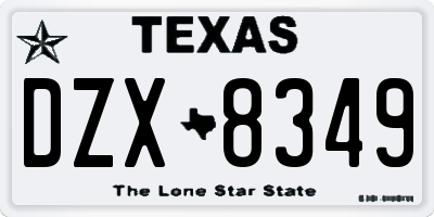 TX license plate DZX8349
