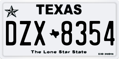 TX license plate DZX8354