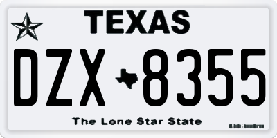 TX license plate DZX8355