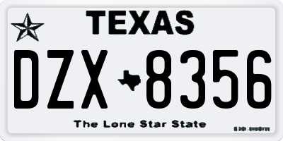 TX license plate DZX8356