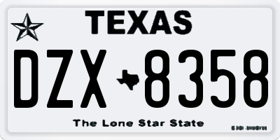 TX license plate DZX8358