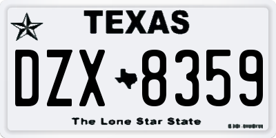 TX license plate DZX8359