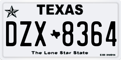 TX license plate DZX8364