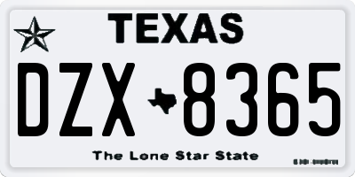 TX license plate DZX8365