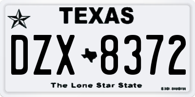 TX license plate DZX8372