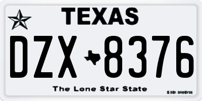 TX license plate DZX8376