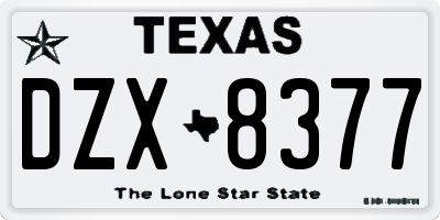 TX license plate DZX8377