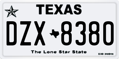 TX license plate DZX8380