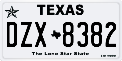 TX license plate DZX8382