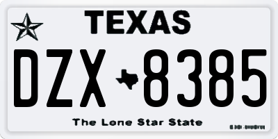TX license plate DZX8385
