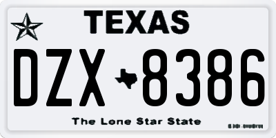 TX license plate DZX8386