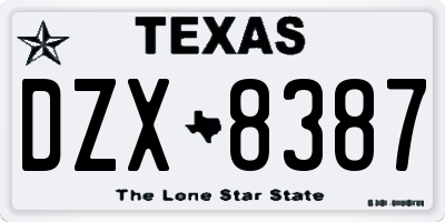 TX license plate DZX8387