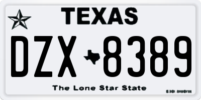 TX license plate DZX8389