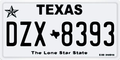 TX license plate DZX8393