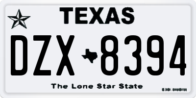 TX license plate DZX8394