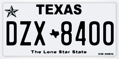 TX license plate DZX8400