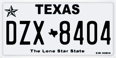 TX license plate DZX8404