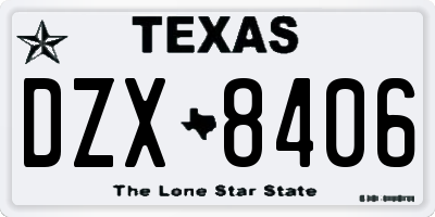 TX license plate DZX8406