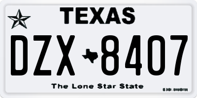 TX license plate DZX8407