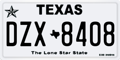 TX license plate DZX8408