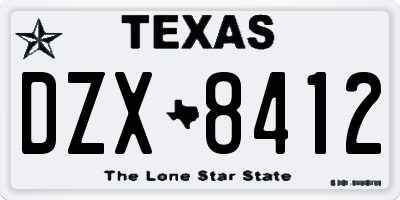 TX license plate DZX8412