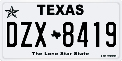 TX license plate DZX8419