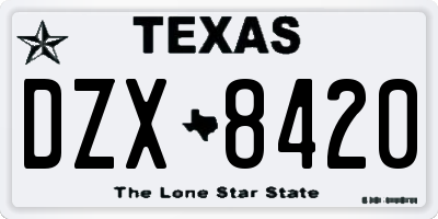 TX license plate DZX8420