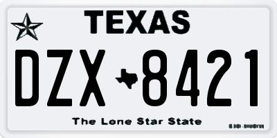 TX license plate DZX8421