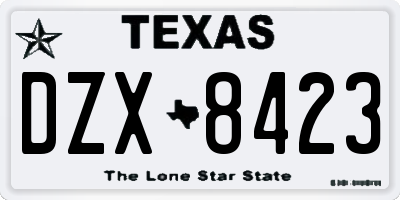 TX license plate DZX8423