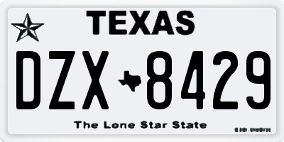 TX license plate DZX8429