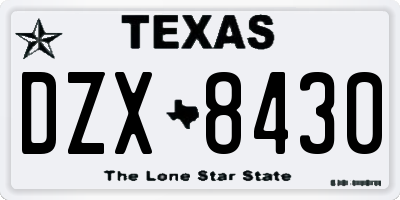 TX license plate DZX8430