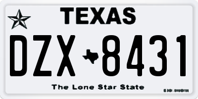 TX license plate DZX8431