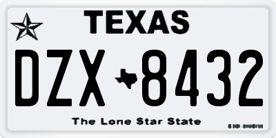 TX license plate DZX8432