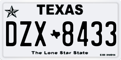 TX license plate DZX8433