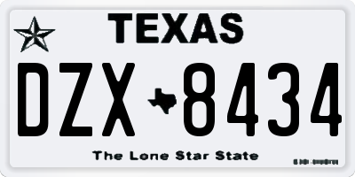 TX license plate DZX8434