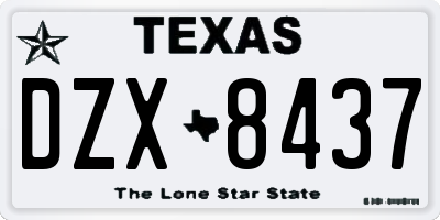 TX license plate DZX8437