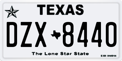 TX license plate DZX8440