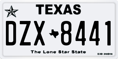 TX license plate DZX8441