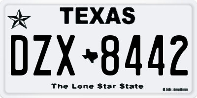 TX license plate DZX8442
