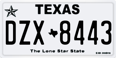 TX license plate DZX8443